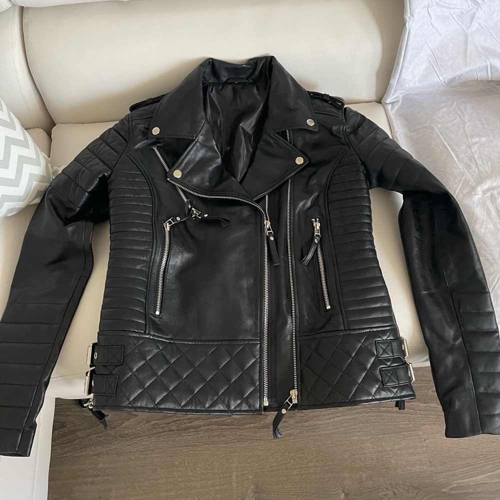 NEW Soft Women Genuine Lambskin Leather Jacket Motorcycle Real Slim Biker Jacket